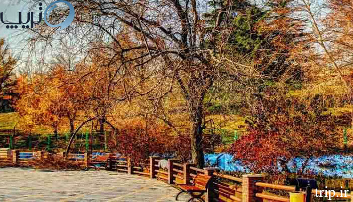 نمایی از پارک جمشیدیه در فصل پاییز